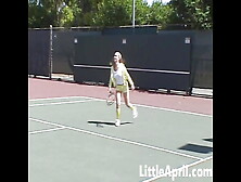Sexy Teen Girl Little April Playing Tennis