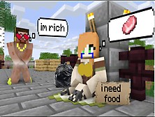 Poor Alex Stucked And Helped By Rich Herobrine Minecraft Game Reaction