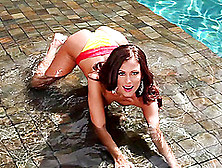 Gorgeous Whitney Westgate Fondles Her Pussy And Boobs By The Pool