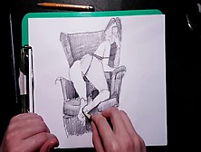 Drawing A Charming Slut Who Shows Her Snatch