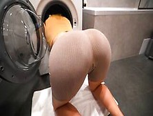 Stepson Fucked Stepmom While She Is Inside Of Washing Machine - Creampie