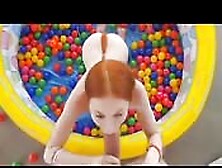 Redhead Teenage Slut Gobbles Yummy Balls And Cock