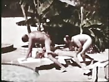 Vintage Threesome In The Pool