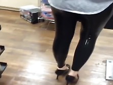 Lycaena Walking Around In Latex Leggings And High Heels