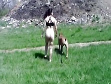 Naked Milf Walking Dog In The Park W/ Butt Plug