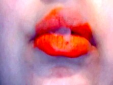 Orange Lips Smoke With Latex Glove