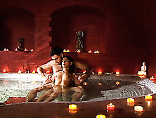 Super Cute Couple Enter The Bathtub,  Lady Wearing Jewelery Gets Some Tantric Love From Her Man