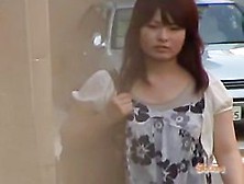 Street Sharking Of A Cute Japanese Girl Wearing A Dress