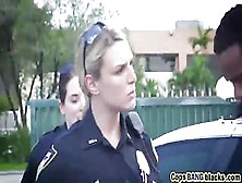 Two Spicy And Busty Police Women Arresting A Big Black Cock