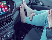 A Car Ride Ends Up With Hand-Job Footjob