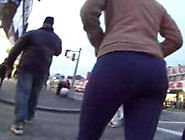 Another Teen In Leggings Walking