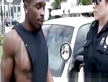 White Officer Gets Pounded By Ebony Muscled Thug