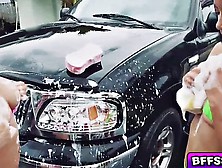 Sexy Carwash Girl In A Hot Foursome Fuck