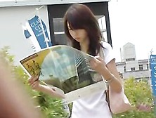 Skinny Japanese Girl In A Wild Street Sharking Video