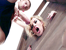 Kate England Sucks Monster Cock In The Pillory