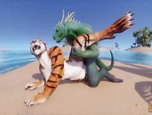 Wild Life / Scaly Furry Porn Dragon With Tiger Girl