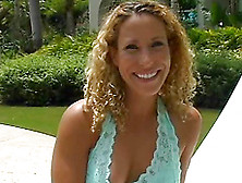 Sexy Curly-Haired Mom Is Sucking A Big Pole