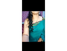 Green Colour Saree,  Newly Married Indian Bhabhi In Hot Video