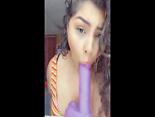 Lonely Hispanic Licks Purple Dildo Wishing It Was Yours !!