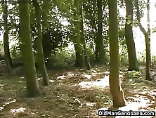 Old Men Fuck Cutie In A Forest