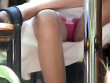 Pink Panties Filmed Under Table