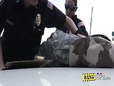 Two Female Cops Found A Soldier. On The Street And Have Sex With Him.