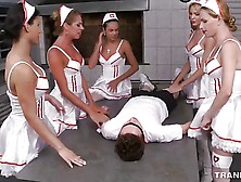6 Shemale Nurses Have The Cure For This Horny Perv