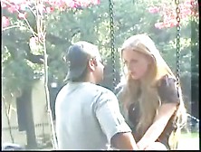 Blonde's Kissing A Guy On A Public Street
