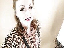 Backstage From Bdsm Photosession,  Spandex Leopard Print Catsuit And Leather Thigh High