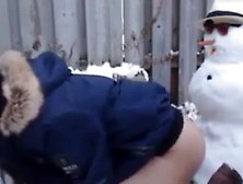 Teen Gets Fucked By Snowman Outdoor