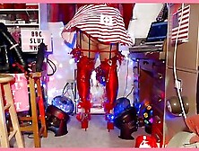 Naughty Nurse In Red Leggings And 9" Bbc Slut Platform Stiletto Heels Teasing Bb12"ncs