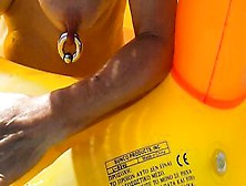 Nippleringlover Nude Pool - Pierced Boobs Spread Nipple Piercings Huge Nipple Rings Huge Labia Ring