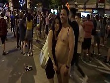 Public Cfnm - Asian Girl Grabs Chubby Guys Dick