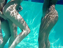 Two Hotties In Bikinis Fuck A Guy In And Out Of The Pool