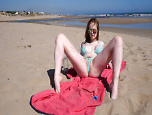 Big Tits Newbie Model Teasing On A Public Beach