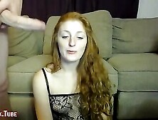 Amateur Redhead Gives Blowjob And Gets Cum In Mouth