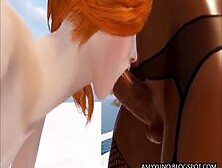 3D Ebony Futanari Girl Fucks White Teen In Virtual Game!