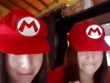 Lesbian Mario Girls Having Fun Sexy Cosplay Outfits Webcam