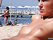 Slender Tanned Girl Gets Some Topless Sun As We Spy
