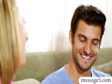 Huge Tits Blonde Milked A Cock And Fucked On A Massage Table