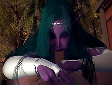 Night Elf Princess Give You A Blowjob In The Garden Pov - 3D Porn