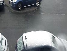 Naked Girl Has Sex In The Snow Behind The Car