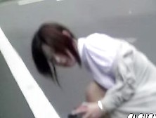 Fiery Pony-Tailed Japanese Nurse Gets On The Ground During Instant Sharking Attack