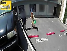 Beautiful Ginger Babe Gets Her Car Towed From Parking Lot So She Needs To Blow A Tow Diver
