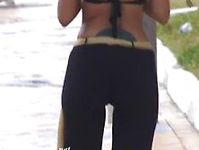 Cameltoe...  You Can See From Standing Behind Her!!!