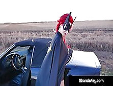 Busty Batgirl Shanda Fay Sucks Cock Roadside!