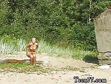 Moaning Russian Teen First Time Linda Gets Bare On The Beach