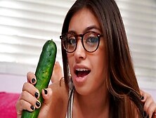 Nympho With Huge Natural Tits Fucks A Cucumber And A Hard Dick