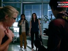 Emily Bett Rickards In Black Bra – The Flash