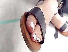 Voyeur Captures Beautiful Amateur Feet With French Pedicure (Second Pa